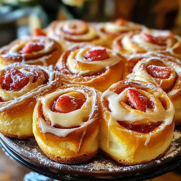 If you're a fan of decadent desserts, then you'll absolutely love the exquisite combination of flavors found in Strawberry Cheesecake Sweet Rolls. This delightful treat takes the best elements of two beloved desserts — the creamy richness of cheesecake and the fluffy sweetness of cinnamon rolls — and melds them into a single, mouthwatering experience. Imagine biting into a soft, pillowy roll that’s filled with a luscious cream cheese mixture, swirled with fresh strawberries and topped with a sweet glaze. It’s a harmonious blend of textures and tastes that’s sure to impress anyone lucky enough to try them.