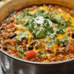 Cheesy Enchilada Chili is a delightful fusion dish that combines the best elements of two beloved Mexican-inspired classics: enchiladas and chili. While traditional chili typically features a rich, meaty, and slightly spicy broth filled with beans and vegetables, enchiladas are known for their rolled tortillas filled with various ingredients, smothered in savory sauces. By merging these two recipes, Cheesy Enchilada Chili captures the essence of enchiladas, including the signature flavors and textures, all while maintaining the comforting heartiness of chili.