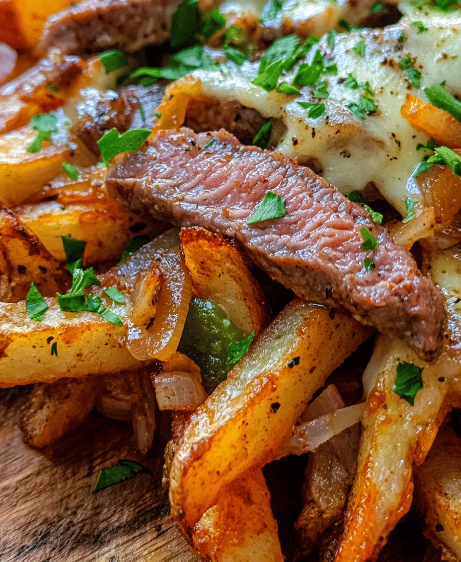 Philly Steak Cheese Fries are the ultimate indulgence, merging the beloved flavors of a classic Philly cheesesteak with the crispy delight of golden fries. This dish is a true crowd-pleaser, perfect for gatherings, game days, or simply as a hearty comforting meal at home. Imagine biting into a mound of hot, crispy fries topped with perfectly seasoned slices of flank steak, sautéed onions, and bell peppers, all smothered in creamy, melted cheese. The combination offers a satisfying crunch complemented by rich, savory flavors that excite the palate.