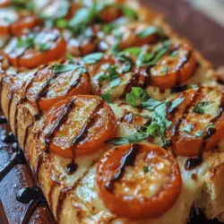 Cheesy Garlic Caprese Bread is an indulgent culinary creation that beautifully marries classic Italian flavors with a comforting twist. This dish combines the rich, savory taste of garlic with the creamy smoothness of cheese, alongside the freshness of tomatoes and basil, resulting in a mouthwatering experience that is sure to impress. Whether you're hosting a gathering or simply looking to elevate your next meal, this delightful appetizer or snack is a perfect choice.