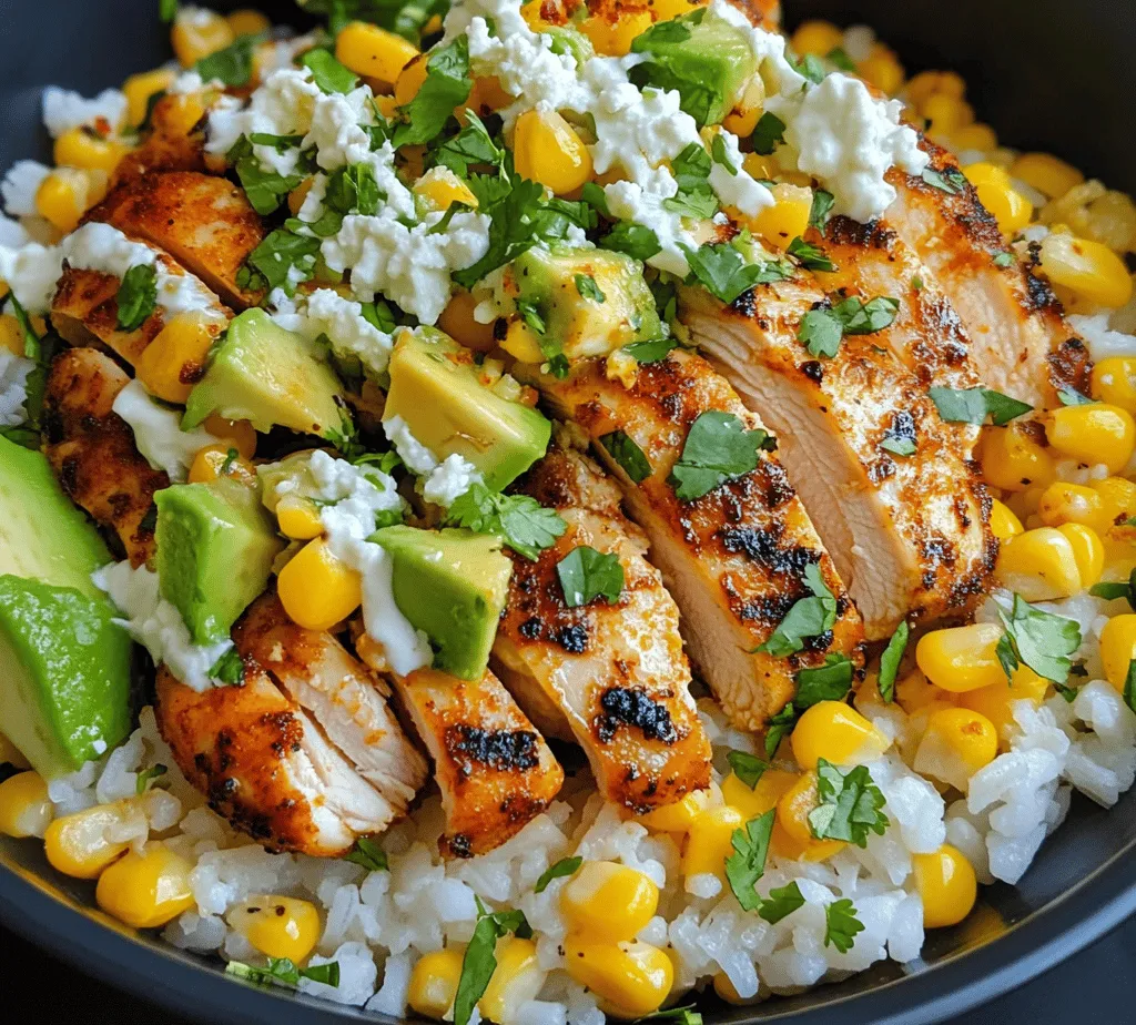 The Loaded Street Corn Chicken Rice Bowl is a culinary celebration that merges the vibrant essence of street food with the comfort of home cooking. Inspired by the bustling food carts found in city streets, this dish is a fiesta for the senses, combining bold flavors, varied textures, and a hearty, satisfying meal that is perfect for any occasion. The Loaded Street Corn Chicken Rice Bowl is not just food; it's an experience that transports you to the warm, inviting atmosphere of outdoor dining, where every bite is a reminder of laughter, community, and the joy of sharing a meal.