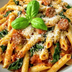 Are you looking for a quick and delicious meal that can please both your family and friends? Look no further than the Tomato Spinach Sausage Pasta Delight! This dish harmoniously combines vibrant flavors and satisfying textures, making it an ideal choice for busy weeknight dinners or relaxed gatherings. With the delightful pairing of fresh spinach and flavorful Italian sausage, this pasta dish not only fills the belly but also warms the heart.