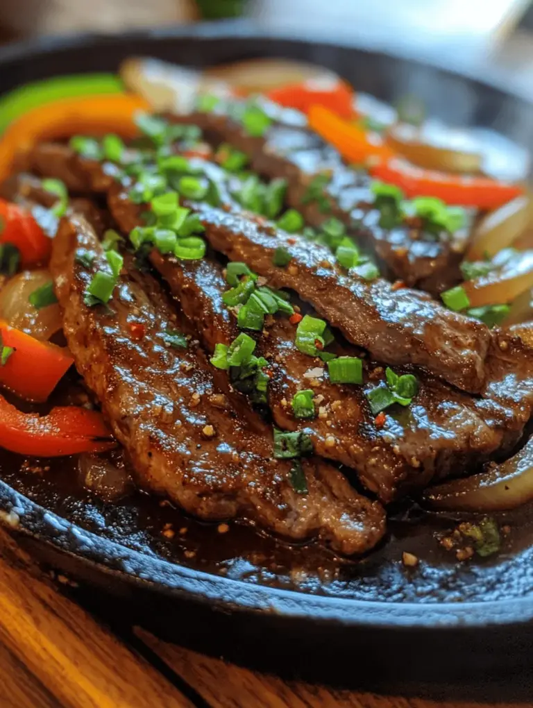 Sizzling Chinese Pepper Steak with Onions is a quintessential dish that represents the robust flavors and vibrant ingredients characteristic of Chinese cuisine. This beloved stir-fry combines tender strips of beef, crispy vegetables, and a medley of aromatic spices, resulting in a dish that is both satisfying and heartwarming. It holds a special place in the hearts of food enthusiasts, offering a culinary experience that is not only delicious but also visually appealing as it is served on a hot plate, creating a delightful sizzling sound that whets the appetite.