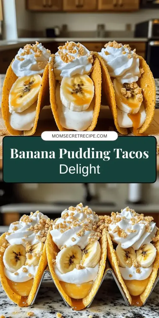 Discover a fun twist on a classic dessert with our delightful Banana Pudding Tacos recipe! This unique treat combines creamy vanilla pudding, ripe bananas, and crunchy toppings, all nestled in mini taco shells. Perfect for any occasion, these tacos offer a playful presentation that everyone will love. Get ready to impress your guests and bring joy to your gatherings. Click through to explore the full recipe and create these tasty treats today!