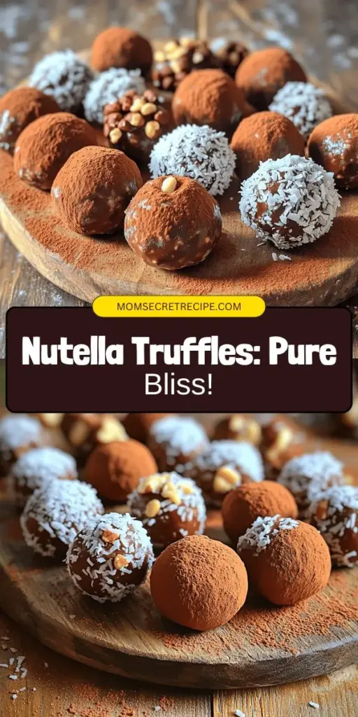 Experience pure indulgence with Nutella Bliss Truffles, a dessert that effortlessly blends rich chocolate and creamy hazelnut flavor. These delightful bites are simple to make and perfect for any occasion, whether you're celebrating or just treating yourself. Discover step-by-step instructions, customization tips, and serving suggestions that make these truffles a hit. Click through to explore the full recipe and create your own sweet masterpiece!