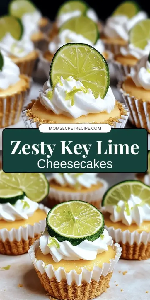 Indulge in the refreshing taste of Zesty Mini Key Lime Cheesecakes, the perfect dessert for any occasion! Discover how to create these creamy, bite-sized treats that pack a citrus punch, thanks to fresh key lime juice and zest. Our detailed recipe guides you through each step, from making a buttery graham cracker crust to achieving that perfect creamy filling. Click through to explore the full recipe and impress your family and friends with this delightful dessert!