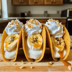 In the world of desserts, innovation often leads to the most delightful surprises. One such enchanting creation is the Banana Pudding Tacos—a playful and imaginative take on the classic banana pudding. This unique dessert combines the beloved flavors of bananas and vanilla pudding in a fun taco format, offering a refreshing twist that appeals to both the young and the young-at-heart. Perfect for a variety of occasions, from casual family gatherings to festive celebrations, Banana Pudding Tacos are a versatile treat that can brighten up any event.