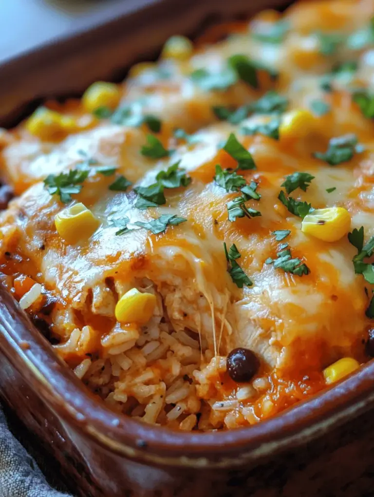 At its core, cheesy salsa chicken and rice bake embodies everything we love about comfort food. It combines familiar flavors and textures into a dish that is not only delicious but also incredibly satisfying. The creaminess of the melted cheese contrasts beautifully with the zesty salsa, while the tender chicken provides the protein needed to fuel your day. Each bite is a perfect balance of savory, cheesy goodness and the subtle kick of salsa, making it a meal that both kids and adults can appreciate.