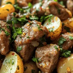 If you're looking for a comforting, hearty meal that practically cooks itself, the Slow Cooker Garlic Butter Beef Bites & Potatoes is your answer. This recipe combines tender beef sirloin with baby potatoes, all simmered in a rich garlic butter sauce that infuses every bite with flavor. The beauty of this dish lies not only in its taste but also in the simplicity of preparation. Just set it and forget it, allowing the slow cooker to work its magic while you attend to other tasks or simply relax.