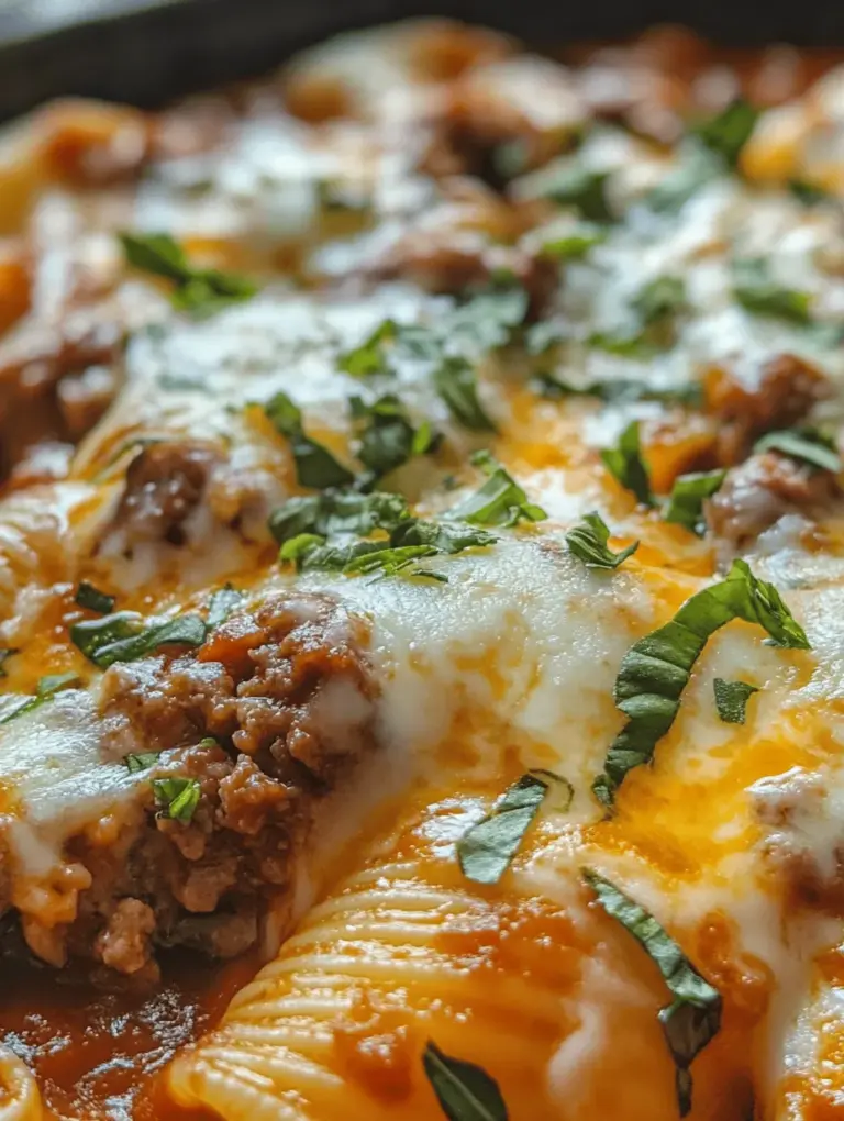 Comfort food has a unique way of bringing people together, and few dishes exemplify this as beautifully as Cheesy Beef-Stuffed Shells with Creamy Ricotta Filling. This savory meal encompasses a delightful combination of hearty flavors and creamy textures that appeal to both young and old alike. Imagine a plate filled with jumbo pasta shells, perfectly stuffed with a savory mixture of seasoned ground beef and a rich, creamy ricotta filling, all bathed in a luscious marinara sauce and topped with gooey melted cheese. This dish is not just a meal; it's an experience that evokes feelings of warmth and nostalgia, making it a perfect choice for cozy family dinners, festive gatherings, or even meal prep for those busy weeknights.