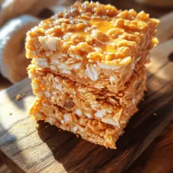 At the foundation of these cereal bars are puffed rice cereal and rolled oats. Both ingredients contribute to the crunchy texture that makes these treats so appealing.