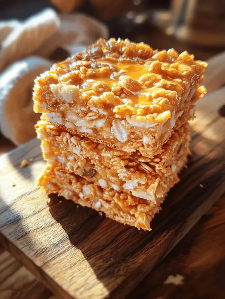 At the foundation of these cereal bars are puffed rice cereal and rolled oats. Both ingredients contribute to the crunchy texture that makes these treats so appealing.