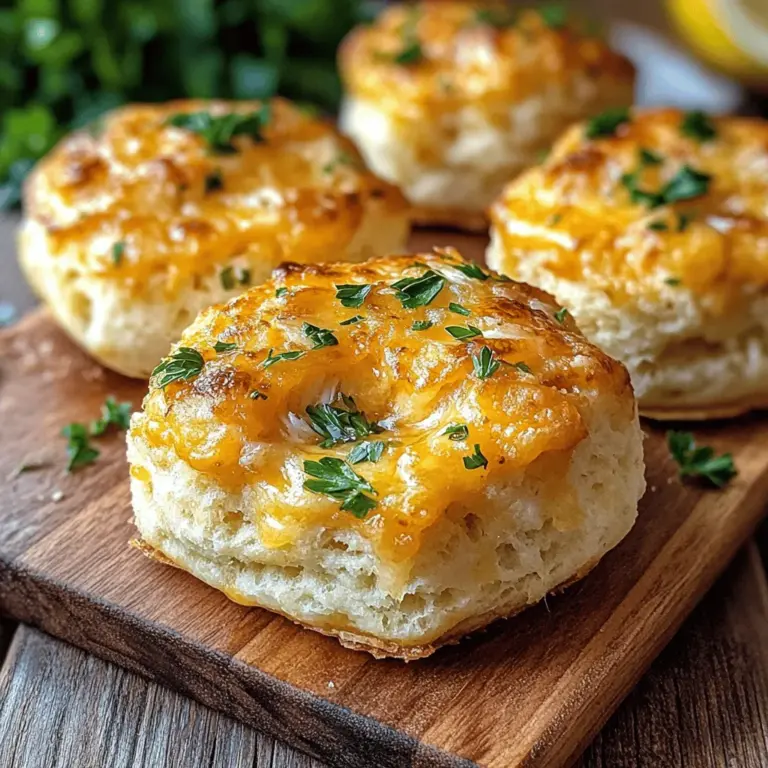 Welcome to a culinary journey that marries the rich, savory flavors of crab with the fluffy, mouthwatering goodness of Cheddar Bay Biscuits. This recipe for Crab Stuffed Cheddar Bay Biscuits with Lemon Butter takes a beloved classic and elevates it to a dish that is both elegant and comforting. Biscuits have long held a cherished place in Southern cuisine, celebrated for their warmth and versatility. However, with the addition of succulent crab meat and a zesty lemon butter sauce, this recipe transforms a simple biscuit into a gourmet experience that is perfect for special occasions or a delightful weekend treat.