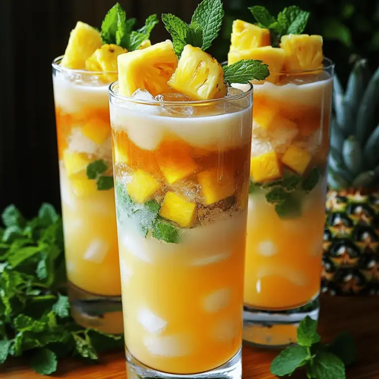 To truly appreciate the Tropical Pineapple Bliss Cocktail, it’s essential to delve into the key components that make this drink a standout. Each ingredient contributes unique flavors and health benefits, creating a harmonious blend that is as good for you as it is delicious.