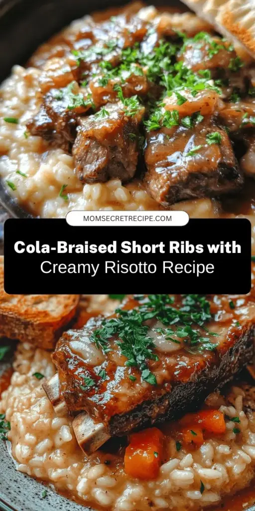 Indulge in the ultimate comfort food with succulent short ribs slow-cooked in cola, paired with creamy Parmesan risotto. This dish offers a perfect blend of rich flavors, tenderness, and sophistication that will elevate any dinner. The unique use of cola enhances the beef's natural sweetness, while the creamy risotto provides a velvety texture. Perfect for special occasions or family meals. Try this recipe for a culinary experience that delights! #ShortRibs #Risotto #ComfortFood #SlowCooked #Foodie #RecipeInspiration #CulinaryAdventure