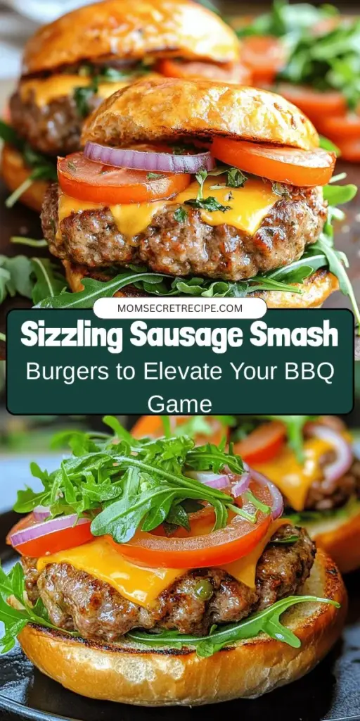 Discover the mouthwatering twist on a classic with Sizzling Sausage Smash Burgers! Combining flavorful sausage and juicy ground beef, this recipe elevates your burger game for summer cookouts or cozy dinners. Learn essential ingredients, cooking techniques, and creative toppings to personalize your burgers. Perfect for any occasion, these burgers are sure to delight family and friends. Get ready to indulge! #SmashBurgers #SausageRecipes #Grilling #SummerEats #BurgerLovers #Foodie #RecipeIdeas #BBQ