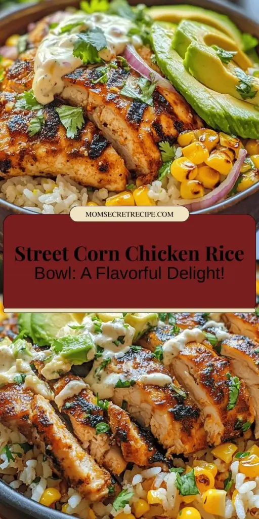 Discover the delicious Street Corn Chicken Rice Bowl, a perfect blend of traditional Mexican flavors and modern convenience. This vibrant dish features jasmine rice topped with juicy chicken thighs, sautéed corn, creamy sauce, and fresh garnishes, making it both nutritious and satisfying. Customize with your favorite proteins and veggies for endless variations. Perfect for meal prep or family gatherings! #streetcorn #ricerecipes #mealprep #comfortfood #healthyeating #fusioncuisine