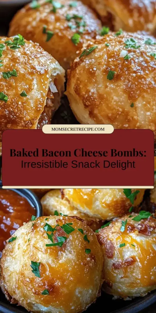 Dive into the delicious world of Baked Bacon Stuffed Cheese Bombs! These easy-to-make bites combine flaky dough, gooey melted mozzarella, and crispy bacon for an irresistible snack perfect for any occasion. Serve them as appetizers at your next party or enjoy them during family movie night. With endless customization options, these flavor-packed treats are sure to become a favorite! Try the recipe today! #CheeseBombs #BaconLovers #Appetizers #FoodieFun #ComfortFood