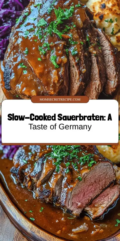 Discover the art of making classic Sauerbraten, Germany's beloved slow-cooked marinated beef dish! Perfect for family gatherings or special occasions, this recipe transforms a simple cut of meat into a tender, flavorful masterpiece through marination and slow cooking. With aromatic spices and traditional flavors, Sauerbraten brings warmth to your dining table. Enjoy the culinary journey and savor every bite! #Sauerbraten #GermanCuisine #SlowCookedBeef #ComfortFood #HomeCooking