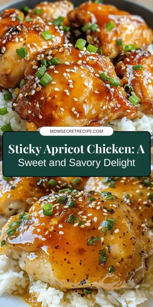 Treat yourself to a delicious meal with Sticky Apricot Chicken, a sweet and savory dish perfect for any occasion! This easy recipe features juicy chicken thighs coated in a glossy apricot glaze, making it visually appealing and flavorful. Ideal for weeknight dinners or gatherings, you'll impress your family and friends without spending hours in the kitchen. Add some rice and veggies for a complete meal! #StickyApricotChicken #EasyDinner #Recipe #HomeCooking #DeliciousEats #Foodie #ChickenRecipes #ComfortFood