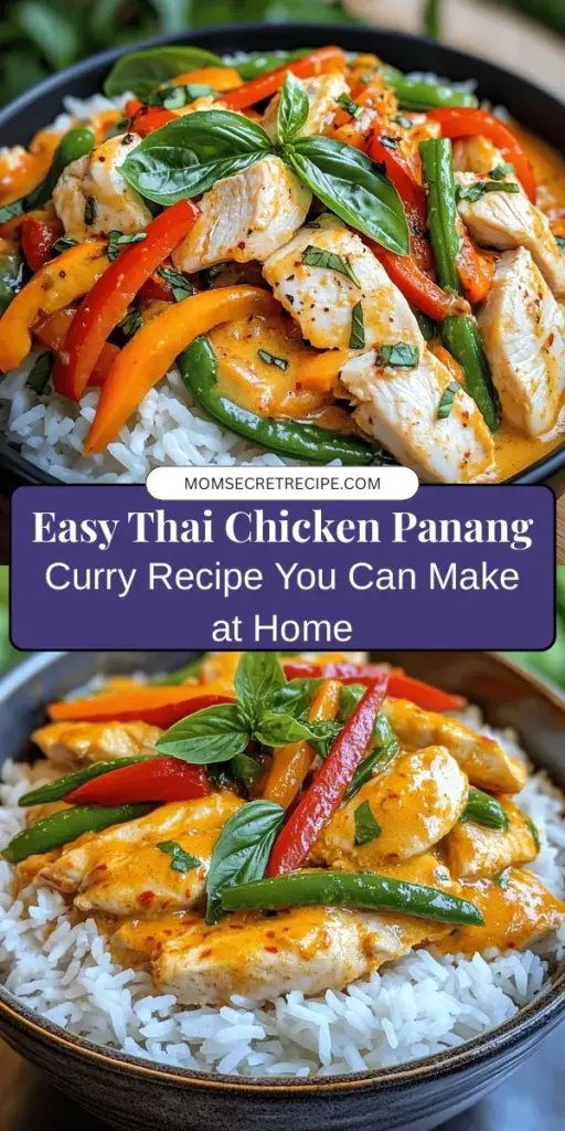 Discover the rich and creamy flavors of Thai Chicken Panang Curry with our comprehensive guide! This easy recipe showcases the perfect balance of sweet, salty, and spicy, making it a favorite among Thai cuisine lovers. Learn how to prepare the essential ingredients, including tender chicken, aromatic Panang curry paste, and coconut milk. Ideal for busy days, this dish brings restaurant-quality Thai flavors to your kitchen. #ThaiFood #CurryRecipe #PanangCurry #HomeCooking #EasyRecipes #ThaiCuisine