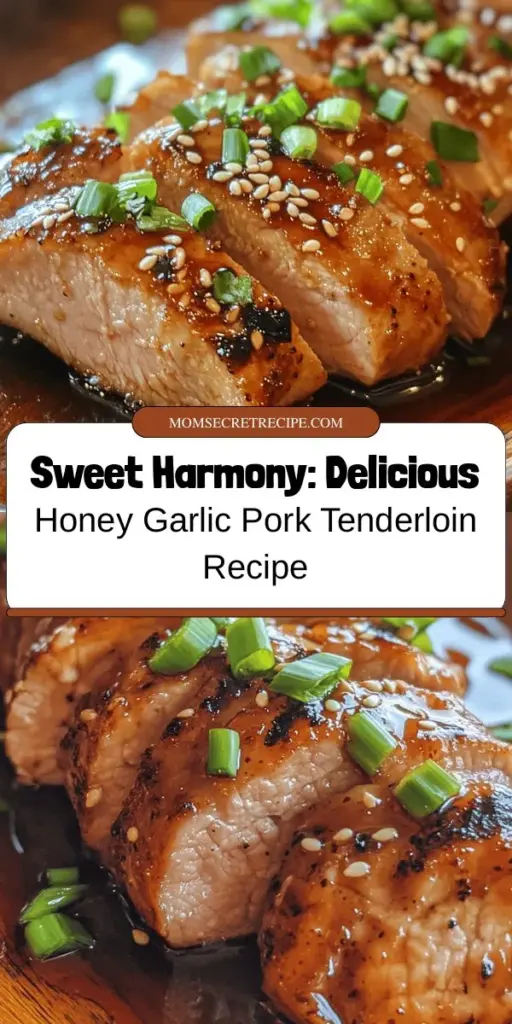 Elevate your cooking with Sweet Harmony: Honey Garlic Pork Tenderloin. This recipe highlights the perfect blend of honey and garlic for a delicious marinade, transforming pork tenderloin into a savory centerpiece. Ideal for family dinners or special occasions, it's easy to prepare and boasts a unique flavor profile that will impress your guests. Discover how this dish can become a favorite in your home. #HoneyGarlicPork #PorkTenderloin #ComfortFood #EasyRecipes #HomeCooking