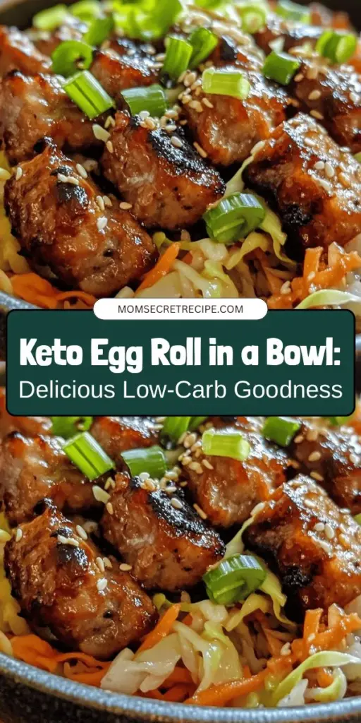 Discover the Keto Egg Roll in a Bowl - your new favorite low-carb meal! This delicious dish is packed with savory flavors, crunchy vegetables, and protein, making it perfect for anyone on a ketogenic diet. Quick to prepare and customizable to your taste, it's an easy way to enjoy a satisfying meal without the carbs. Dive into this vibrant, healthy alternative today! #KetoRecipes #LowCarb #HealthyEating #EggRollInABowl #CleanEating #MealPrep #KetogenicDiet