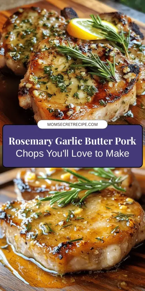 Discover the mouthwatering flavors of Rosemary Garlic Butter Pork Chops! This recipe combines succulent pork chops with aromatic rosemary and rich garlic butter, creating an unforgettable dish perfect for any occasion. With minimal prep time and simple ingredients, it’s the ideal meal for weeknights or gatherings. Elevate your dining experience with this delicious and nutritious recipe! #PorkChops #CookingAtHome #GourmetMeal #RecipeIdeas #EasyRecipes #Foodie