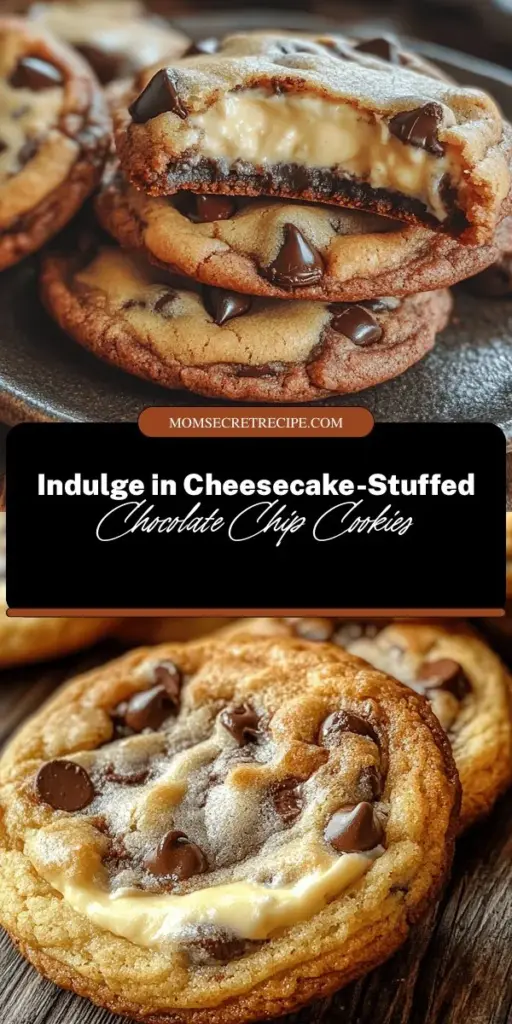 Indulge in the ultimate dessert experience with cheesecake-stuffed chocolate chip cookies! This delightful hybrid combines the chewy goodness of chocolate chip cookies with a rich and creamy cheesecake filling. Perfect for parties or a cozy night in, these cookies will elevate your dessert game. Follow our step-by-step guide for baking success and impress your family and friends. Get ready to take a bite of bliss! #CheesecakeCookies #DessertRecipe #BakingJoy #SweetTreats #CookieLovers