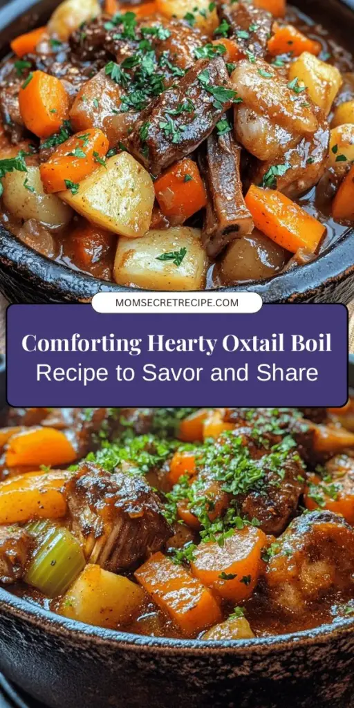 Discover the deliciousness of a Hearty Oxtail Boil with Veggies, the ultimate comfort food perfect for gatherings! This flavorful dish features tender oxtails cooked slowly with fresh veggies, creating a rich and aromatic broth. Not only is it deeply satisfying, but it also offers nutritional benefits like collagen and protein. Perfect for special occasions or cozy dinners, this meal is sure to become a family favorite! #OxtailBoil #ComfortFood #HeartyMeals #HomeCooking #CulinaryDelight #HealthyEating