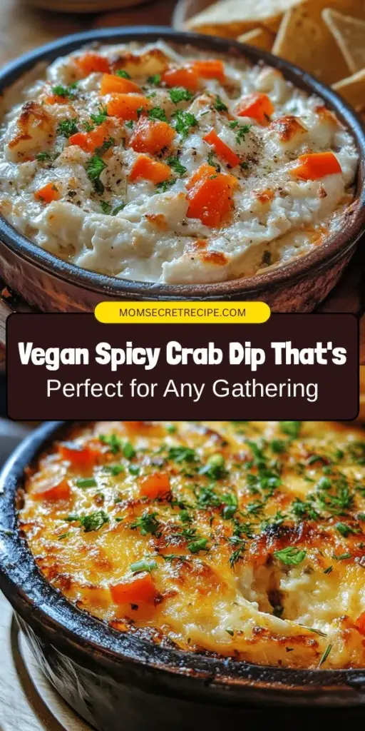 Dive into the world of vegan cuisine with this Vegan Spicy Crab Dip! Made from canned jackfruit, raw cashews, and flavorful spices, this creamy dip captures the essence of traditional crab dip without any seafood. Perfect for parties, potlucks, or tasty snacking, it's packed with nutrients and bursting with flavor. Easy to prepare and customize, this guilt-free delight will impress everyone! #VeganRecipes #SpicyCrabDip #PlantBased #HealthyEating #VeganSnack