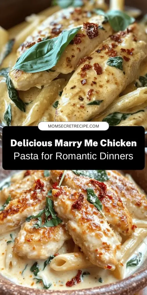 Discover the magic of Marry Me Chicken Pasta, a dish so delicious it could lead to proposals! This creamy pasta combines tender chicken, sun-dried tomatoes, and a rich sauce, making it perfect for romantic dinners or family meals. Quick to prepare and beautifully presented, it's an irresistible treat. Dive into the origins, essential ingredients, and step-by-step instructions to create this unforgettable dish at home. #MarryMeChicken #PastaLove #ComfortFood #RecipeInspiration #CreativeCooking