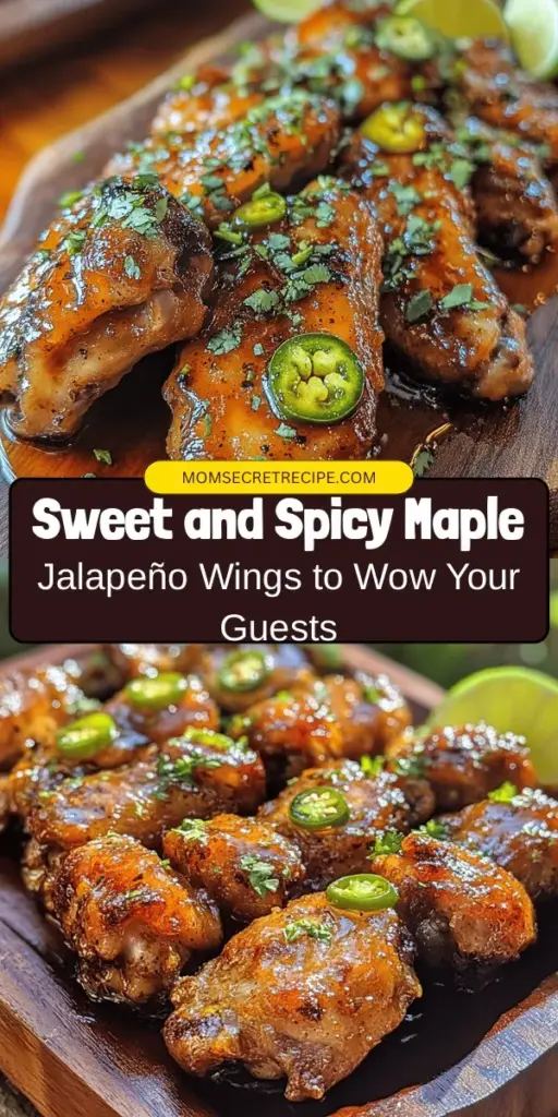 Dive into flavor with these Sweet & Spicy Maple Jalapeño Wings! Perfectly crispy and bursting with the ideal blend of sweet maple and spicy jalapeños, these wings are a must-try for your next gathering or game day. With a simple marinade and a decadent glaze, they’re sure to impress. Serve with lime wedges and fresh cilantro for the ultimate experience! #Wings #Recipe #SpicyFood #GameDay #Foodie #Cooking #MapleJalapeño #Yum #FingerFood