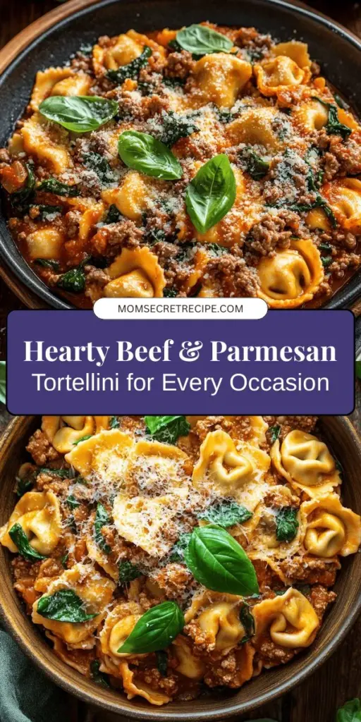 Dive into the delicious world of Savory Beef & Parmesan Tortellini Delight! This recipe combines tender, homemade tortellini filled with seasoned beef, rich cheeses, and fresh spinach, all enveloped in a hearty marinara sauce. Perfect for family gatherings or cozy nights in, this dish is easy to make and offers a rewarding culinary experience. Discover the joy of cooking with this comforting meal! #Tortellini #ItalianCuisine #HomemadePasta #ComfortFood #RecipeIdeas #CookingTips #Foodie