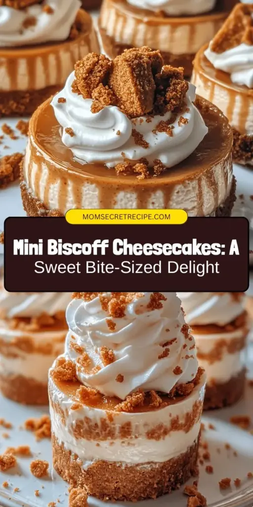 Indulge in the delectable world of Mini Biscoff Cheesecakes! These bite-sized delights perfectly blend creamy cheesecake with the rich, spiced flavor of Biscoff cookies. Ideal for gatherings or a sweet treat at home, this easy recipe will impress your family and friends. With a crunchy, caramelized crust and velvety filling, each mini cheesecake is a total game-changer! Dive into this unique twist on a classic dessert today! #MiniBiscoffCheesecakes #DessertLovers #BakingJoy #Cheesecake #SweetTreats