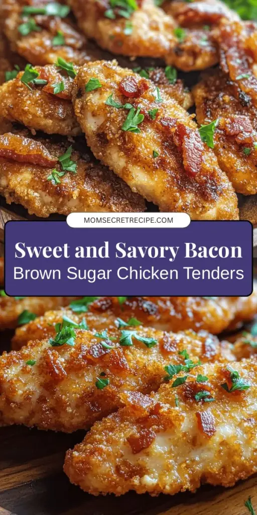 Discover a delicious twist on a classic favorite with these Bacon Brown Sugar Chicken Tenders! Perfect for family dinners or gatherings, these tenders combine the savory richness of bacon and the sweetness of brown sugar, creating an irresistible flavor. Easy to make and sure to impress, they offer a delightful crunch with every bite. Pair them with your favorite dipping sauces for a crowd-pleasing treat! #ChickenTenders #Bacon #ComfortFood #Recipe #DinnerIdeas #Foodie #Yummy