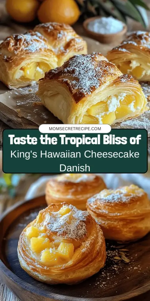 Discover the ultimate indulgence with King’s Hawaiian Cheesecake Danish, a delightful treat that perfectly blends creamy cheesecake with soft Hawaiian sweet bread. This easy recipe is ideal for brunch or special occasions, impressing friends and family alike. Learn how to create this tropical-inspired dessert with simple ingredients, and explore tips for customization. Treat yourself to this mouthwatering fusion of flavors! #HawaiianDanish #Cheesecake #BrunchBaking #DessertRecipe #TropicalFlavors #KingsHawaiian