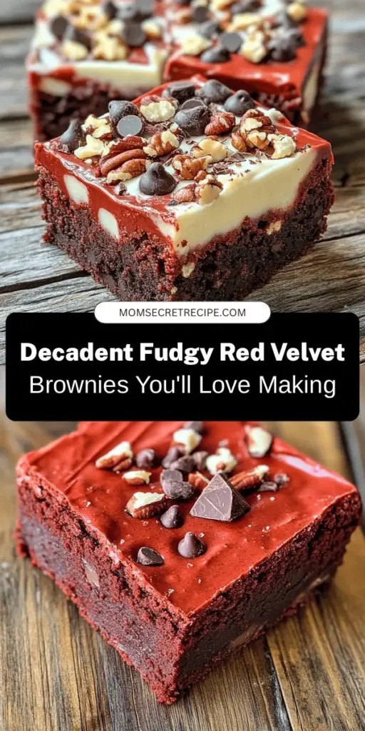 Indulge in the best fudgy red velvet brownies that are sure to impress at any gathering! With their rich chocolate flavor and vibrant red hue, these brownies bring a delightful twist to a classic favorite. Perfect for celebrations or a cozy night in, this recipe features high-quality ingredients, including semi-sweet chocolate chips and a creamy frosting finish. Discover how to create this decadent treat today! #RedVelvetBrownies #Baking #DessertLovers #FudgyBrownies #SweetTreats #BakingRecipes