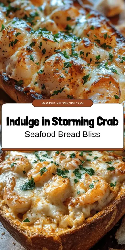 Discover the deliciousness of Storming Crab Seafood Bread! This unique dish combines a crusty sourdough loaf with a rich filling of crab, shrimp, and scallops. Perfect for gatherings or cozy family dinners, it's a seafood lover's dream. Enjoy the balance of flavors from creamy cheese, fresh herbs, and zesty seasonings. Elevate your meals and impress your guests with this indulgent treat. Try it today! #SeafoodBread #ComfortFood #CrabRecipe #Gatherings #DeliciousEats