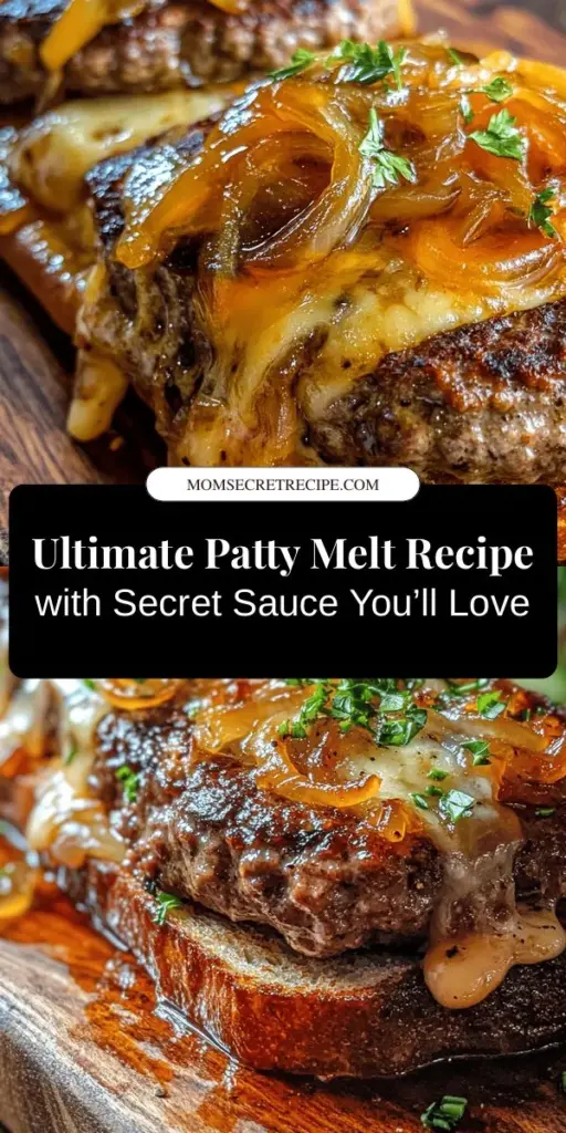 Elevate your lunch or dinner with the Ultimate Patty Melt featuring a mouthwatering secret sauce! This delicious comfort food combines a juicy beef patty, melted cheese, and caramelized onions nestled between crispy, buttery bread. Whether you're a cooking novice or an experienced chef, this easy recipe is sure to impress. Perfect for any occasion, it's a crowd-pleaser that will have everyone coming back for more! #PattyMelt #ComfortFood #HomemadeDeliciousness #FoodLovers #SecretSauce #CookingAtHome #YummyEats #CheeseLovers