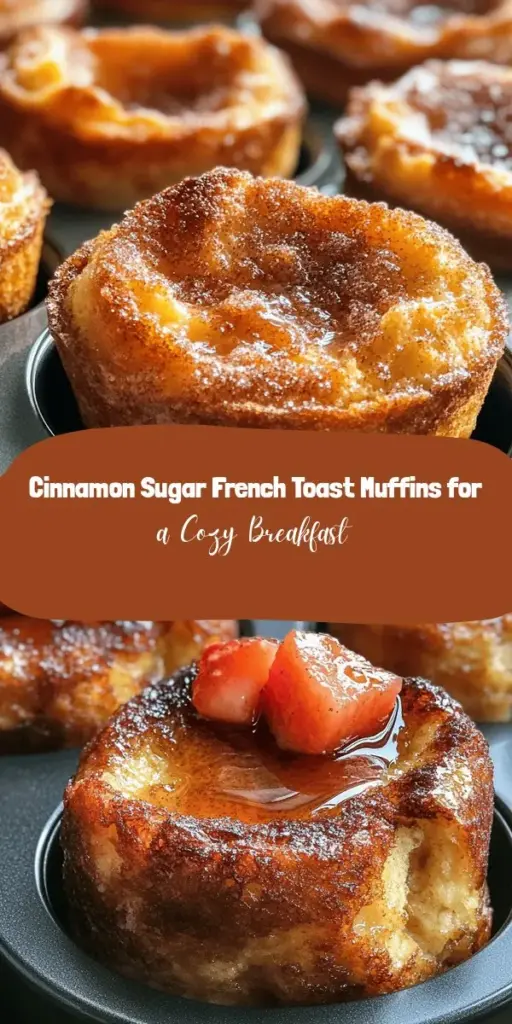 Start your mornings off right with these irresistible Cinnamon Sugar French Toast Muffins! Marrying the classic flavors of French toast with the convenience of muffins, these treats are easy to make and simply delightful. Enjoy their cozy aroma and soft interior, topped with a crunchy cinnamon sugar finish. Perfect for busy weekdays or leisurely brunches, these muffins can be customized with fresh fruits or a drizzle of syrup. Bake a batch today! #BreakfastGoals #FrenchToastMuffins #BakingJoy #CinnamonSugar #BrunchIdeas #EasyRecipes #HomeBaking