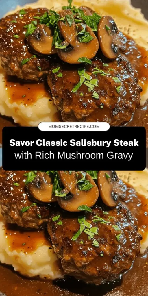 Discover the comforting taste of Salisbury steak with rich mushroom gravy, a timeless classic that has warmed American hearts for generations. This deliciously seasoned ground beef patty is served with a luscious, homemade gravy, making it the perfect hearty meal for family gatherings. Follow our step-by-step recipe to create this nostalgic dish and bring a touch of warmth to your dining table. Get ready to impress with your cooking skills! #SalisburySteak #ComfortFood #HomeCooking #Recipe #MushroomGravy #HeartyMeals #CulinaryTradition