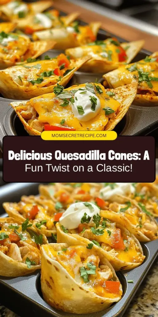 Discover a fun twist on a classic Mexican favorite with quesadilla cones! These hand-held delights combine traditional flavors in a unique cone shape, perfect for parties or family dinners. Customize with your favorite fillings like chicken or black beans, add fresh veggies, and top with sauces like guacamole or salsa. Easy to make and a hit at any gathering, quesadilla cones are sure to impress! #QuesadillaCones #MexicanCuisine #EasyRecipes #PartyFood #FoodieFun