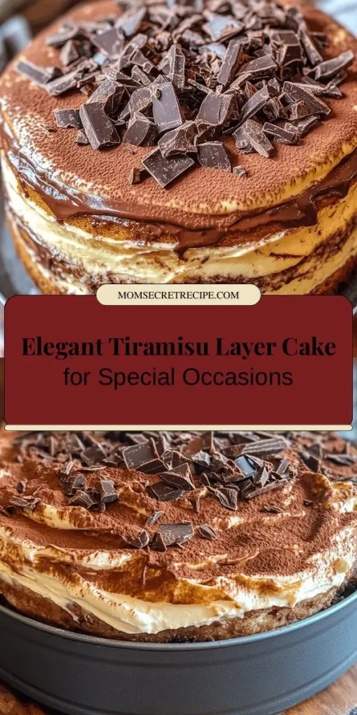 Indulge in the elegance of a Tiramisu Layer Cake, a sophisticated twist on the classic Italian dessert. This multi-layered masterpiece combines rich coffee flavors with creamy mascarpone, creating a visual and taste sensation that will impress guests. Perfect for any celebration, the quality of ingredients is key to achieving the ideal texture and flavor. Discover the recipe and tips for this delightful dessert that will elevate your baking game! #Tiramisu #LayerCake #DessertLovers #Baking #ItalianDesserts #ElegantDesserts