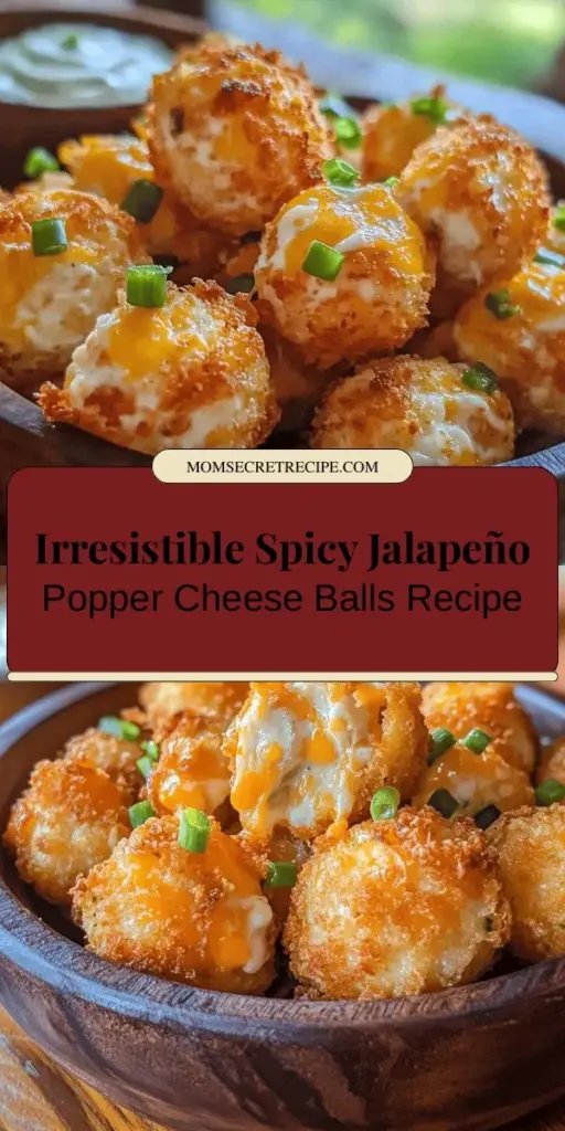 Looking for the perfect appetizer to impress your guests? Try these Spicy Jalapeño Popper Cheese Balls! With a creamy blend of cream cheese, cheddar, mozzarella, and spicy jalapeños, these crispy bites are sure to be a crowd favorite. Ideal for game days, parties, or cozy nights, they bring flavor and texture in every bite. Serve them with delicious dips for an unforgettable snack experience! #CheeseBalls #JalapeñoPoppers #PartyFood #GameDaySnacks #Appetizers #CookingAtHome #Yummy