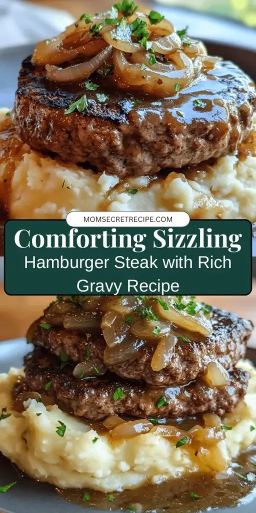 Indulge in the comforting flavors of Sizzling Hamburger Steak with Savory Onions & Gravy! This classic dish combines juicy hamburger steaks with rich gravy and caramelized onions, creating a mouthwatering meal perfect for any occasion. Simple to make and filled with nostalgic flavors, it's a family favorite that brings everyone together. Serve it with mashed potatoes or rice and watch your loved ones smile! #ComfortFood #HamburgerSteak #EasyRecipes #HomeCooking #DinnerIdeas #SavoryGravy