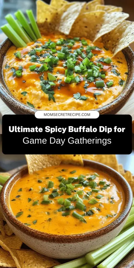 Get ready for game day with Spicy Buffalo Bliss Dip, a crowd favorite that combines shredded chicken, creamy cheese, and zesty buffalo sauce for an irresistible flavor explosion. Perfect for dipping with tortilla chips, fresh veggies, or toasted bread, this dip is sure to impress at your next gathering. Explore its origins, essential ingredients, and step-by-step preparation to make it a standout dish. #BuffaloDip #GameDayRecipes #PartyFood #ComfortFood #Dips #FingerFood #CheesyDeliciousness