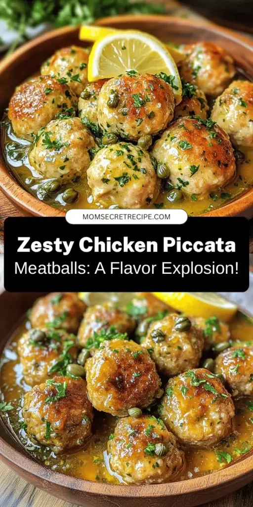 Discover the delicious twist on a classic Italian dish with Zesty Chicken Piccata Meatballs. These bite-sized delights are packed with vibrant flavors from lemon, garlic, and capers, making them perfect for any occasion. They are easy to prepare, healthy, and can be enjoyed as an appetizer or main course. Elevate your dinner table with this flavorful meal that combines tradition with modern dining convenience. Try them today! #ChickenPiccata #Meatballs #ItalianCuisine #HealthyEating #EasyRecipes #DinnerIdeas #ComfortFood