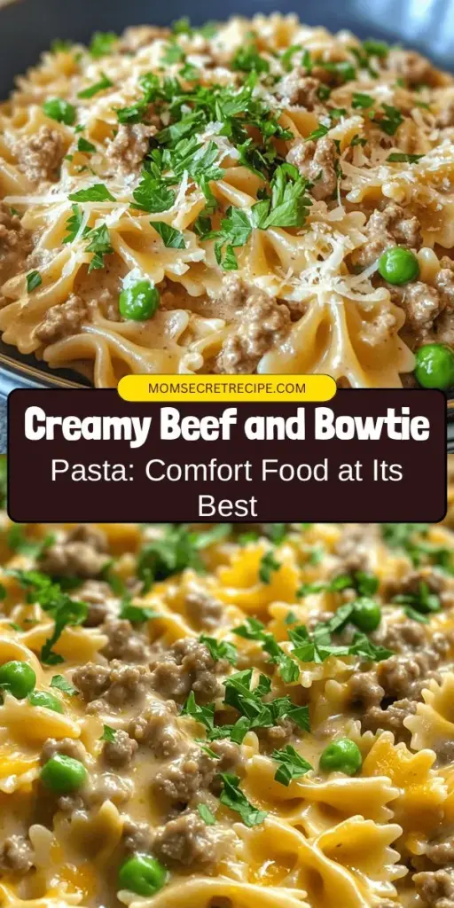 Discover the creamy delight of Beef and Bowtie Pasta, a comforting dish that's perfect for any occasion! This easy recipe combines the heartiness of ground beef with a velvety sauce that clings to fun bowtie pasta, making it a family favorite. Customize it with turkey, chicken, or veggies to suit your tastes. Ready in no time, it's an indulgence for busy weeknights or special dinners. Enjoy every delicious bite! #FamilyRecipes #ComfortFood #PastaLovers #DinnerIdeas #CreamyPasta