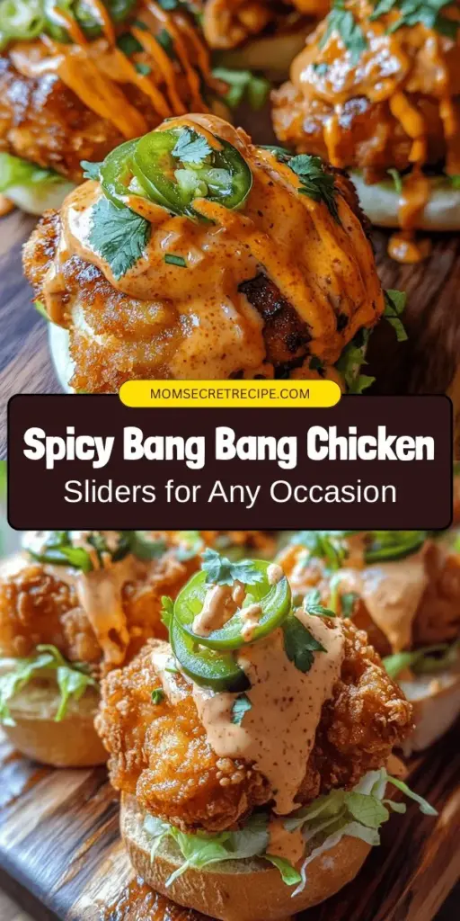 Indulge in the mouthwatering flavors of Bang Bang Chicken Sliders! These crispy fried chicken delights are perfectly paired with a creamy and spicy Bang Bang sauce, making them a must-try for your next gathering or cozy night in. Each slider bursts with flavor, combining juicy chicken thighs with a unique blend of spices. Easy to customize, they’re a hit for any occasion. Get ready to impress your family and friends! #BangBangSliders #ChickenRecipes #Foodie #SpicyTreats #ComfortFood